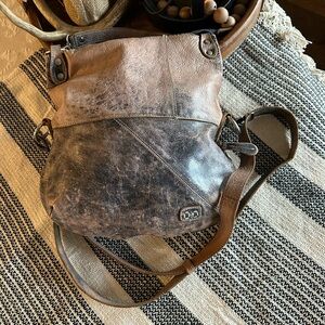 Bed Stu Two-Tone Leather Bag in Brown and Black